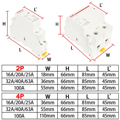 Imagen 2 del producto 2P 4P 16A 20A 25A 32A 50A 40A 63A 100A AC 220V carril Din hogar Modular AC Contactor interruptor controlador DIY hogar inteligente Hotel
