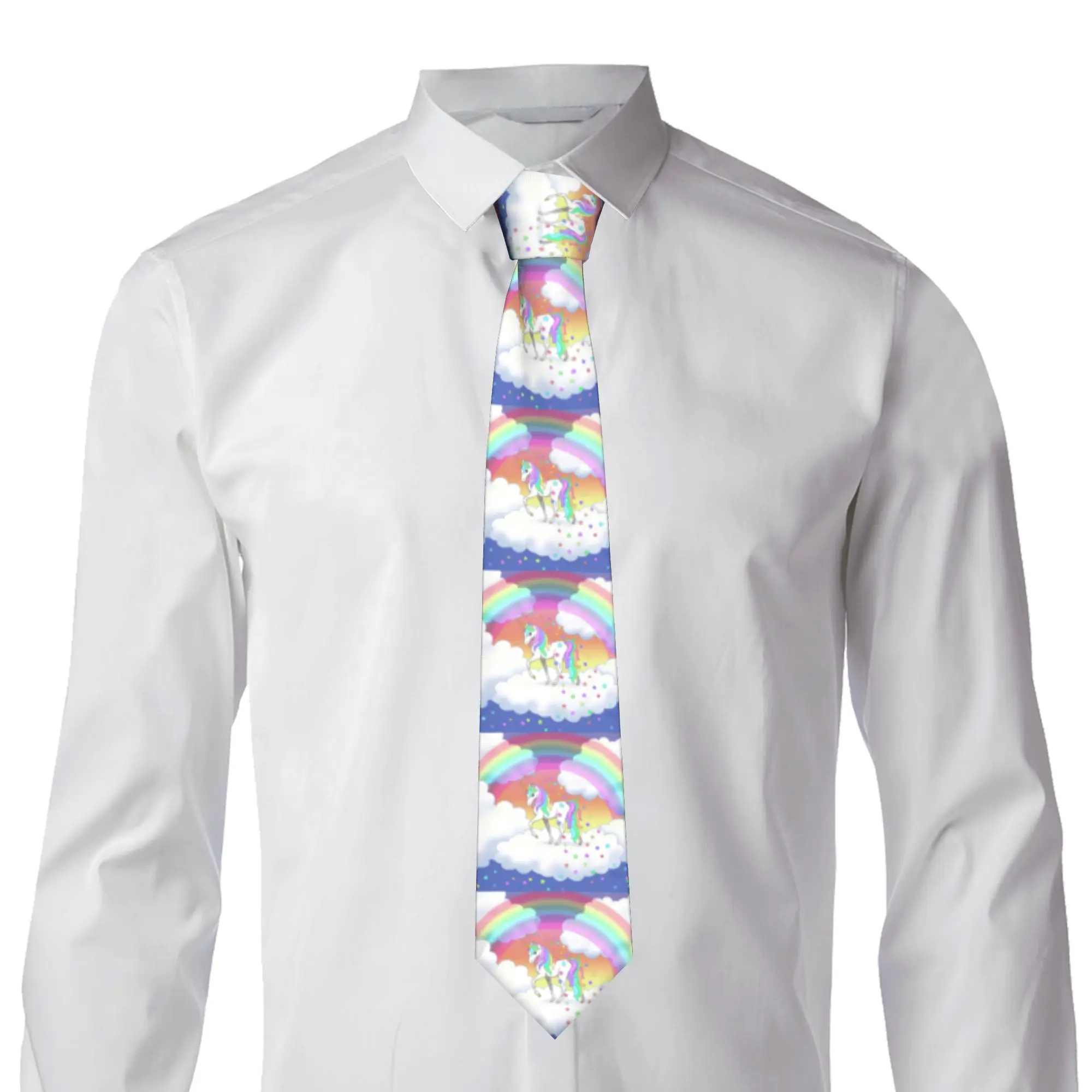 Formal Cartoon Rainbow Unicorn Neck Ties Men Silk  Neckties for Party Gravatas