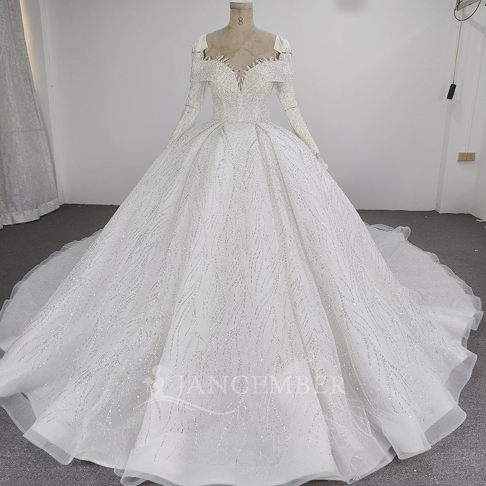 Customized Gorgeous Vestidos De Novia Sequined Beading Wedding Dress Short Sleeves Vintage Robe Mariage Lace Bridal Gowns