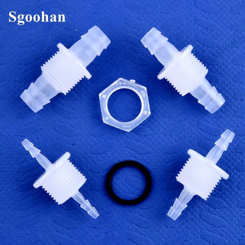 

G3/8 16mm PP Pagoda Through Plate Direct Joints + Nut O-Ring Irrigation Aquarium Tank Air Pump Straight Hose Connectors 5~200Pcs