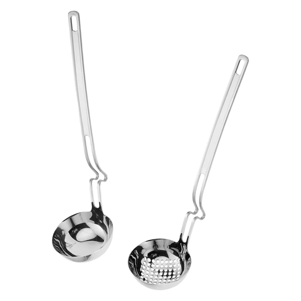 

304 Stainless Steel Soup Ladle Hot Pot Spoon Strainer Scoops Restaurant Serving Utensils Large Capacity Wall Mounted Storage