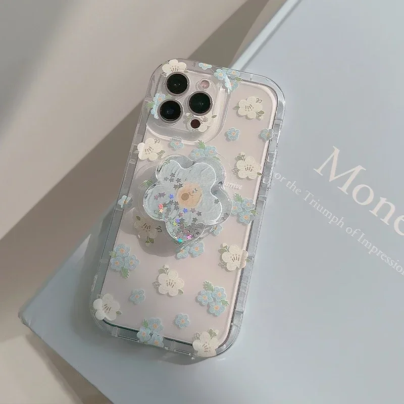 

Чехол для телефона Motorola Moto G9 Play G22 G13 G23 G53 G73 G72 Flower Grip Tok Quicksand Holder