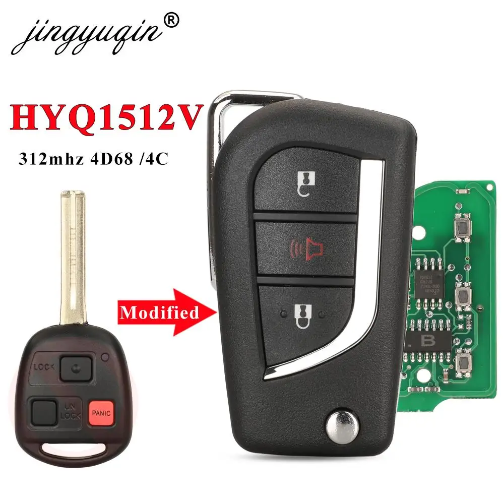 jingyuqin New Upgraded Remote Flip US Car Key fob 312MHZ 4D68/4C Chip for Lexus LX470 2003 - 2008 GX470 2003-2009 RX300 HYQ1512V