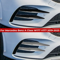 Gloss Black Car Front Fog Lamp Decoration Strips Trim Cover For Mercedes Benz A Class W177 V177 A180 A200 A220 A250 2019-2023