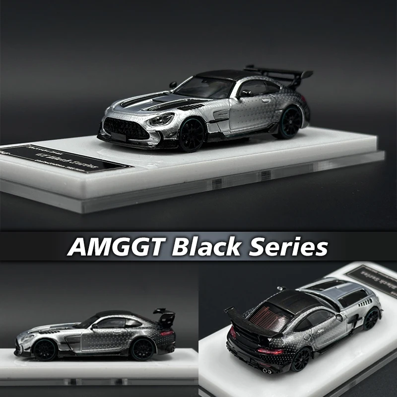 

TOP In Stock 1:64 AMGGT Black Series Starlight Silver Diecast Diorama Car Model Collection Miniature Toys