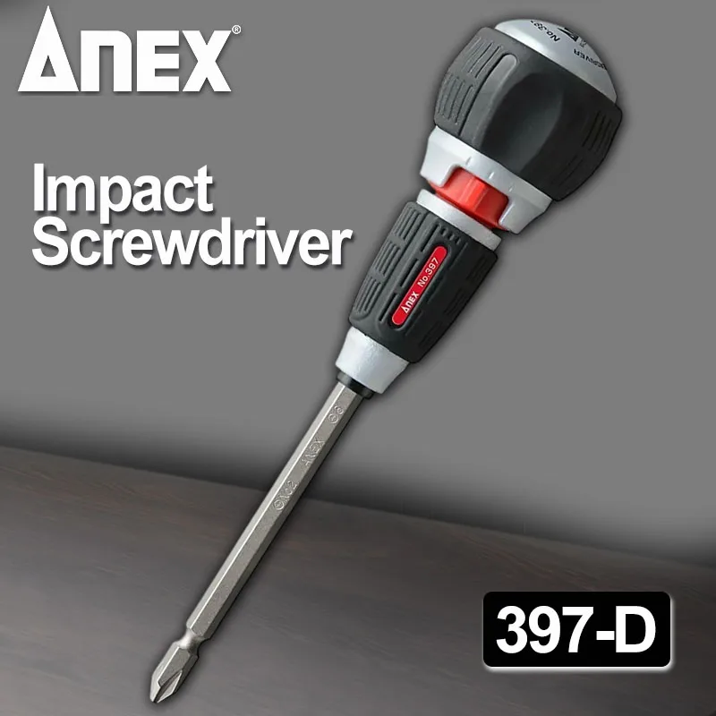 ANEX Quick Ball Grip Ratcheting Screwdriver 72 Gear for Phillips+2 and Flat Head-6 Heavy Duty Magnetic Bit NO.397-D