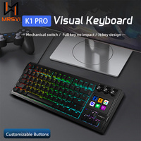 MRSVI K1 PRO Mechanical Keyboard Wired,Media Knob,Gaming Keyboard,Customizable Visual Buttons,Hot-Swap,Red Switch,RGB Light