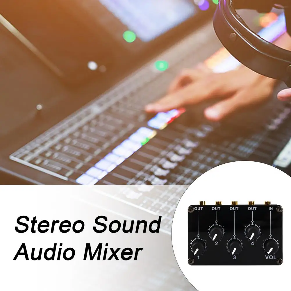 TM400 Mini Audio Mixer Passive 1 Input 4 Output 3.5mm Adjustable Knob Volume Control Stereo Sound Audio Mixer Audio Accessories