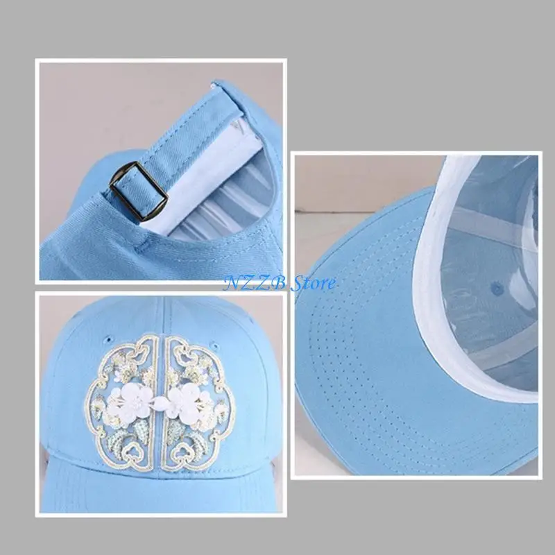

T21F Chinese Knot Button Baseball Hat Adult Driving Fishing Travel Hat Multiple Color