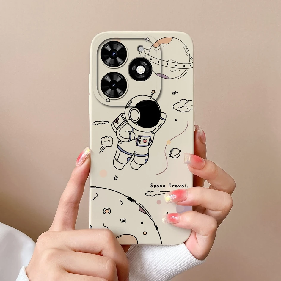 Case For Tecno Spark Go 2024 Cute Shockproof Matte Astronaut Bear Soft Liquid Silicone Back Cover For Tecno SparkGo 2024 Fundas