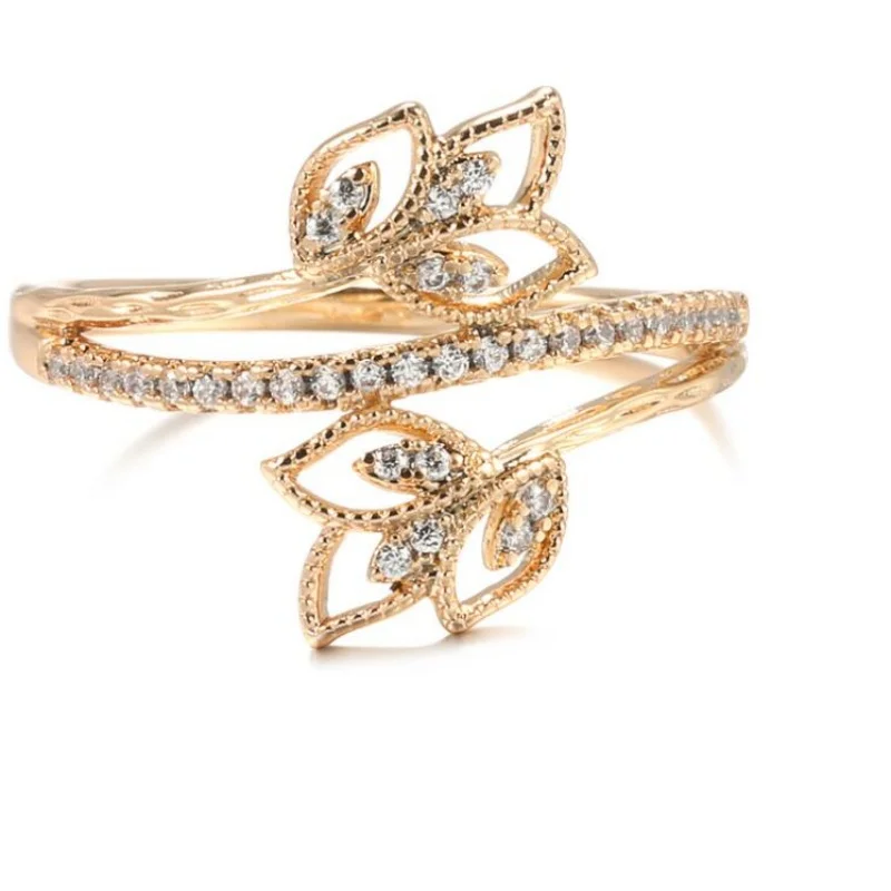 New Arrival Copper Gold-Plated Royal Blue High-End Ring, European Light Luxury Unique Pave Diamond Row Band Ring