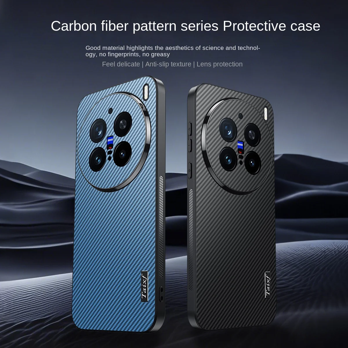 Casing Ponsel Gaya Bisnis Pola Serat Karbon untuk Vivo X200 Pro X200 Ultra X200s X200 Pelindung Lensa Penutup Belakang Tahan Benturan