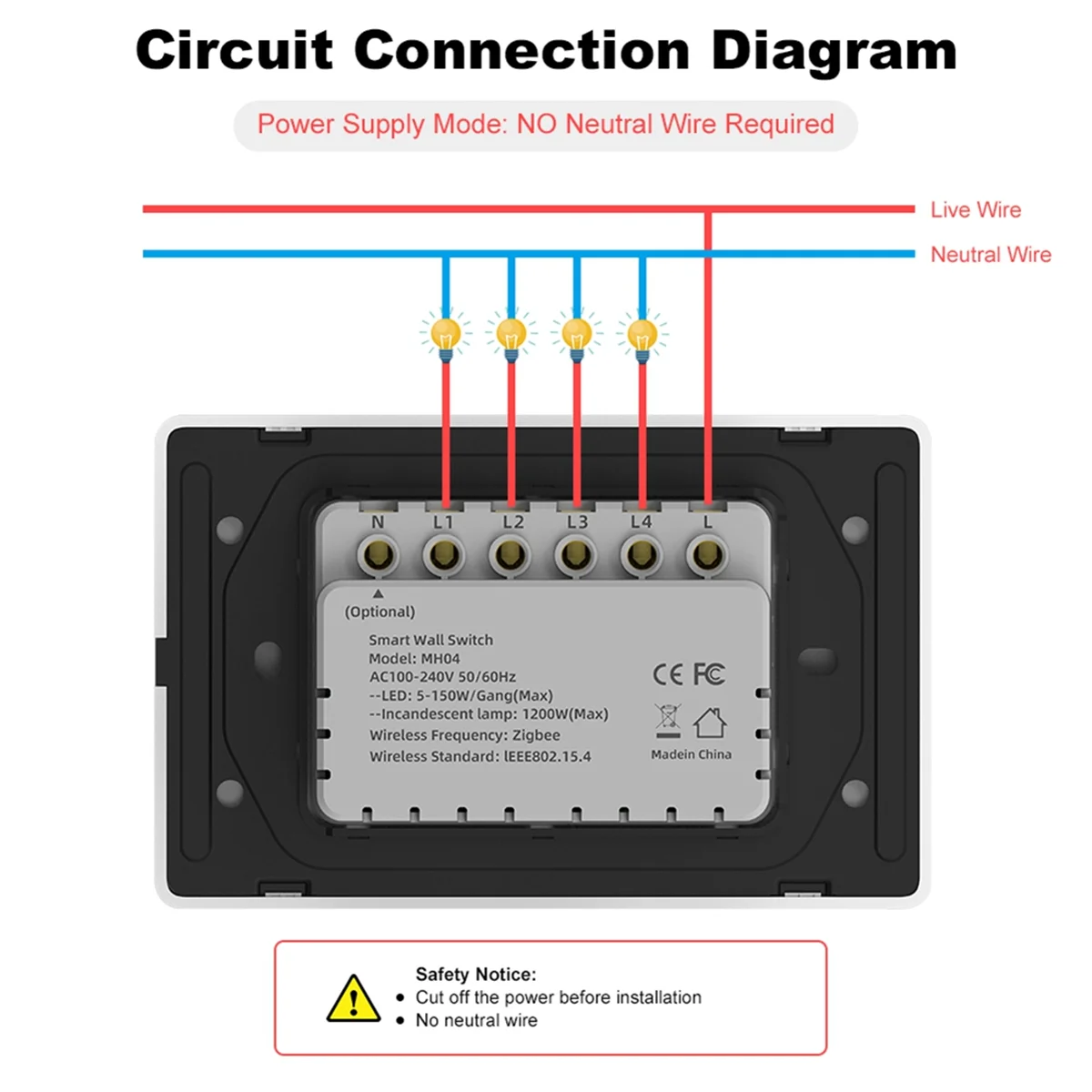 

A74Z Tuya ZigBee умный переключатель нейтральный провод дополнительная интеллектуальная настенная кнопка США переключатель света AC100-240V для 1Gang