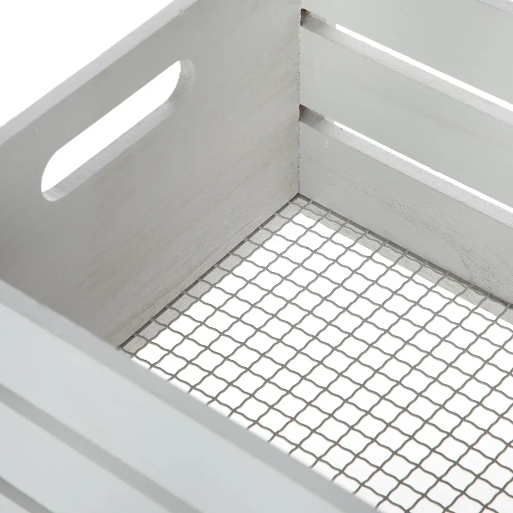 مجموعة سلة تخزين سلكية من الخشب الرمادي مكونة من قطعتين مع مقابض مقطوعة لتنظيم المنزل وتخزين العناصر الصغيرة