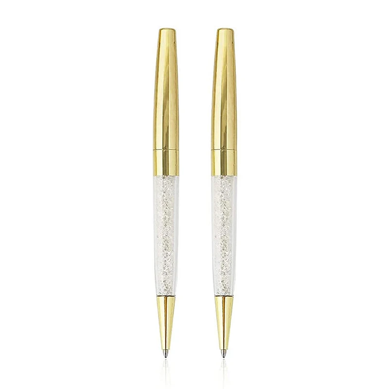 ปากกาลูกลื่นโลหะปากกาลูกลื่นปากกาคริสตัลปากกาลูกลื่นอะคริลิกใสพร้อมกล่องเก็บกล่องใส่ของขวัญ10ชิ้น