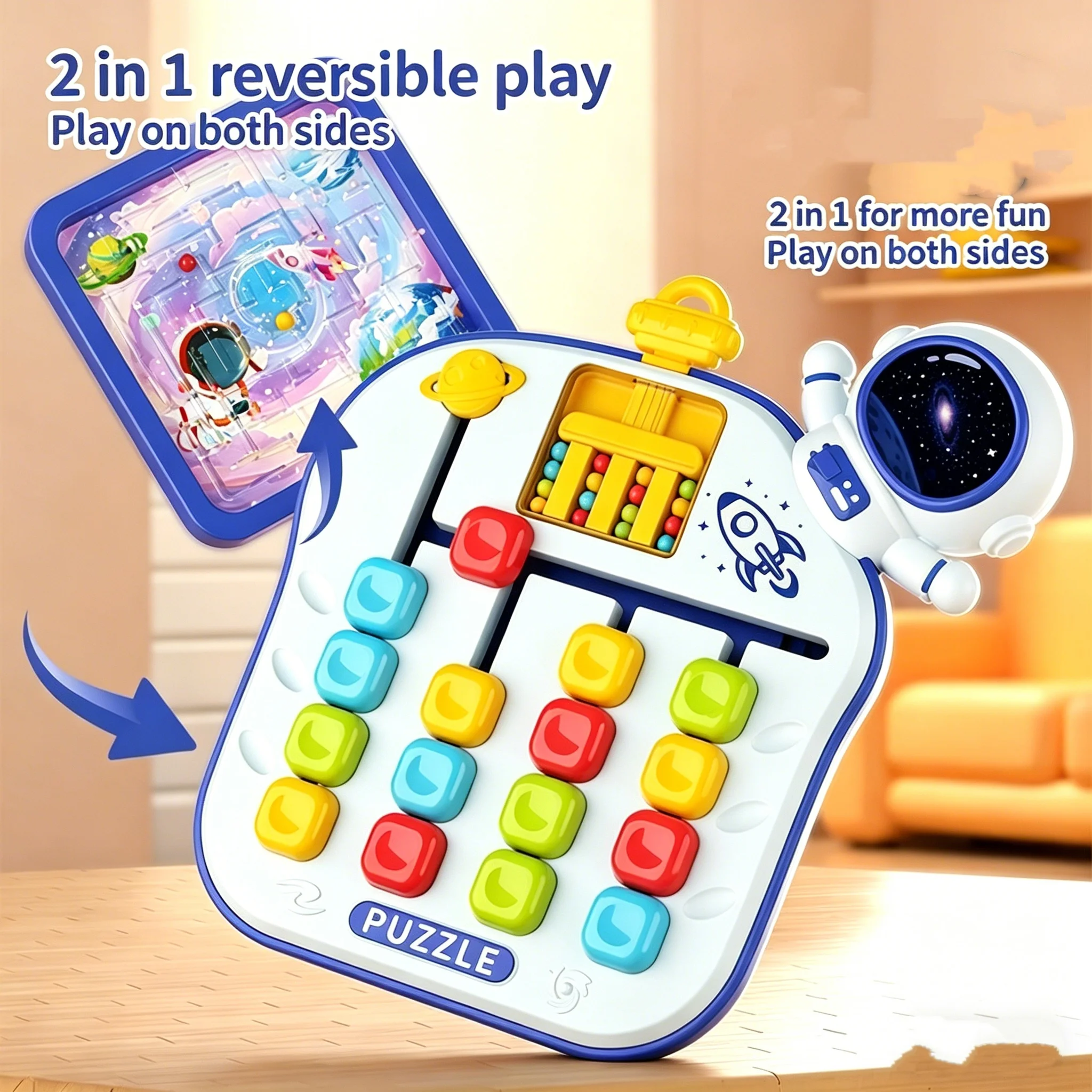 Fun Montessori Astronaut Chess 2-Sided 4Color Walk Logical Thinking Brain Science Interactive Educational Puzzle Gift for Adults