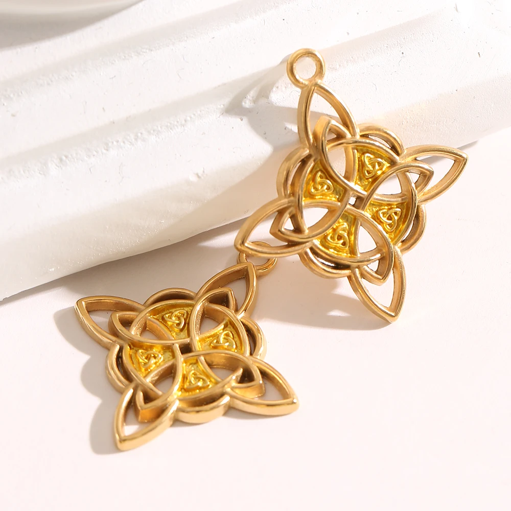 1-3PCS 금도금 켈틱 매듭 참 블랙 스톤 빈티지 기하학 펜던트 DIY 목걸이 귀걸이 쥬얼리 제작 도매