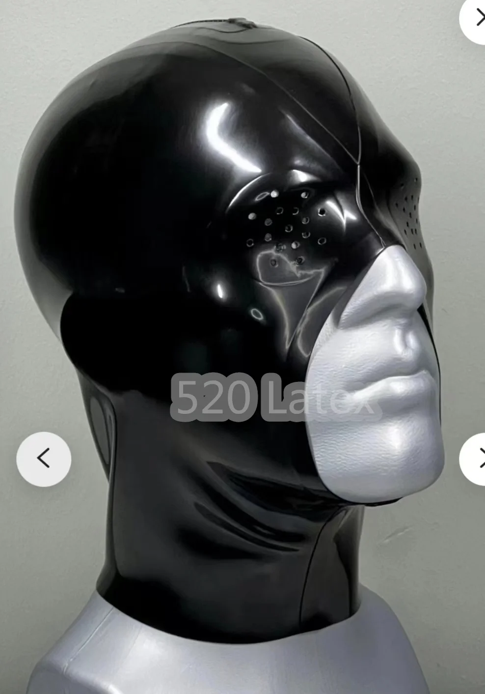 Natural Latex Mask Hood Mesh Eyes for  Cosplay Costumes Fetish Cosplay Mask Back Zipper Club Wear