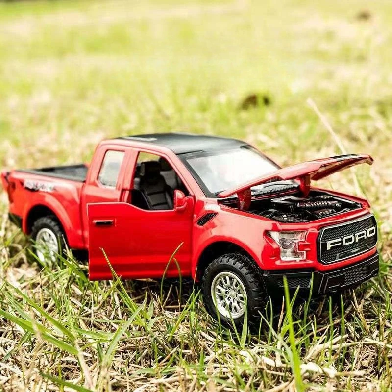 1:32 Ford Raptor F150 Hoge Simulatie Diecast Metaallegering Model auto Geluid Licht Trek Collectie Kinderen Speelgoed Gift