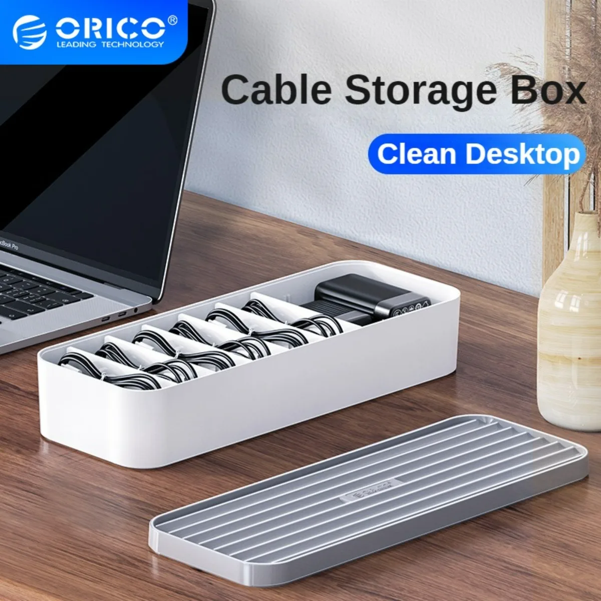 ORICO Data Cable Managemet Box Desktop Storager Charger Headphone Organize Desk Line Stackable Comes with Baffle