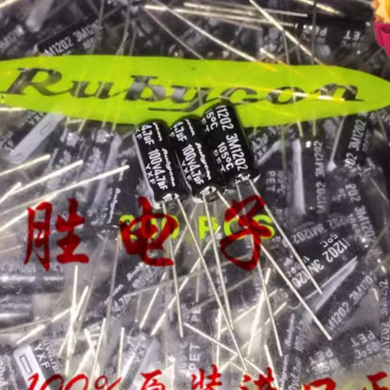 

50PCS 4.7UF 100V Ruby capacitor 100V 4.7UF 5X11 YXF high-frequency low resistance