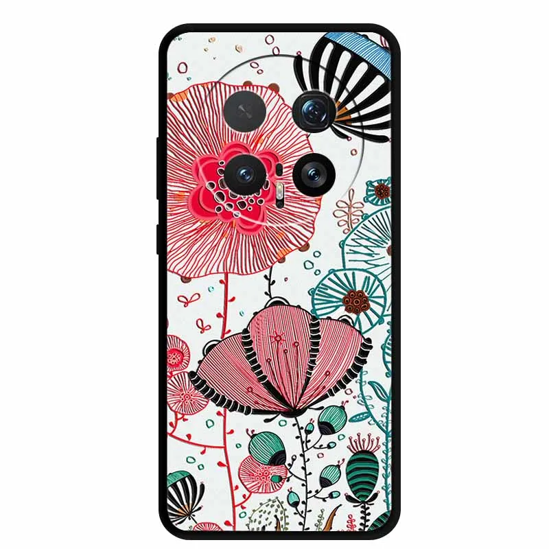 6.71" For Honor Magic8 Pro 5G Case 3D Emboss Relief Flower Black Silicone Soft Back Cover Case For Honor Magic 8 Pro Case Shells view 5