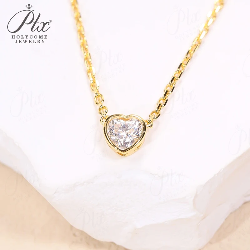 

Diamond Necklaces 18K 14K 10K Gold 925 Silver Moissanite Pear Oval Heart Round Shape Bezel Setting Classical Stackable Jewelry