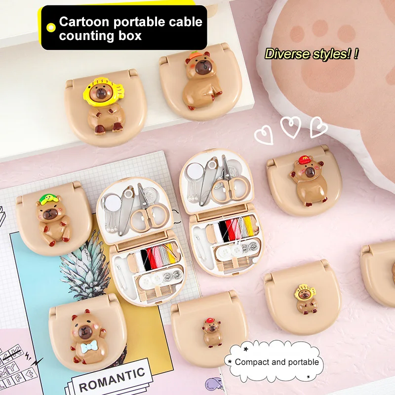 Cute Cartoon Guinea Pig Needle and Thread Box Portable Home Needle and Thread Storage Box Needle and Thread Kit Set