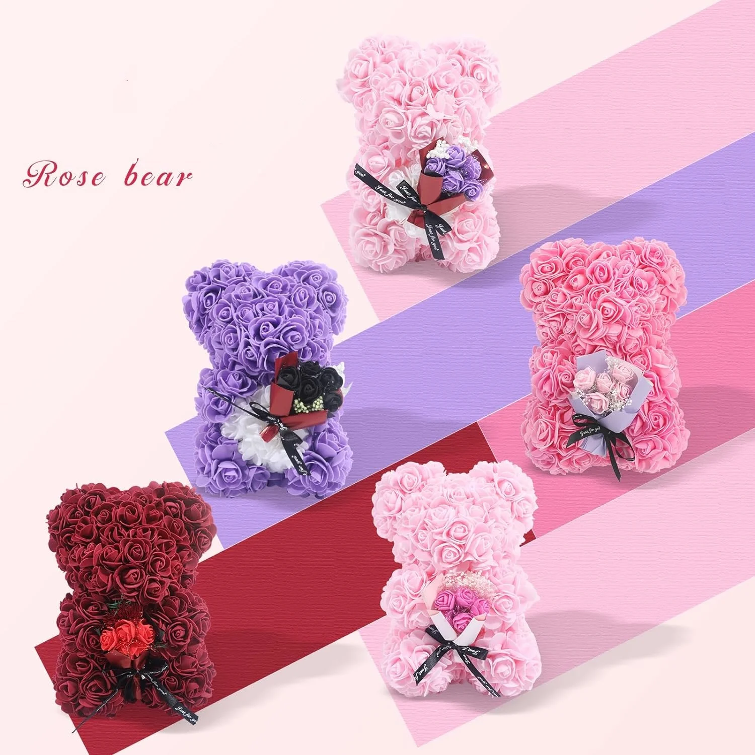 Rose Teddy Bear Mom Girlfriend Birthday Gifts Women Rose Teddy Bear Artificial Flower Anniversary Valentines Day Birthday Gift