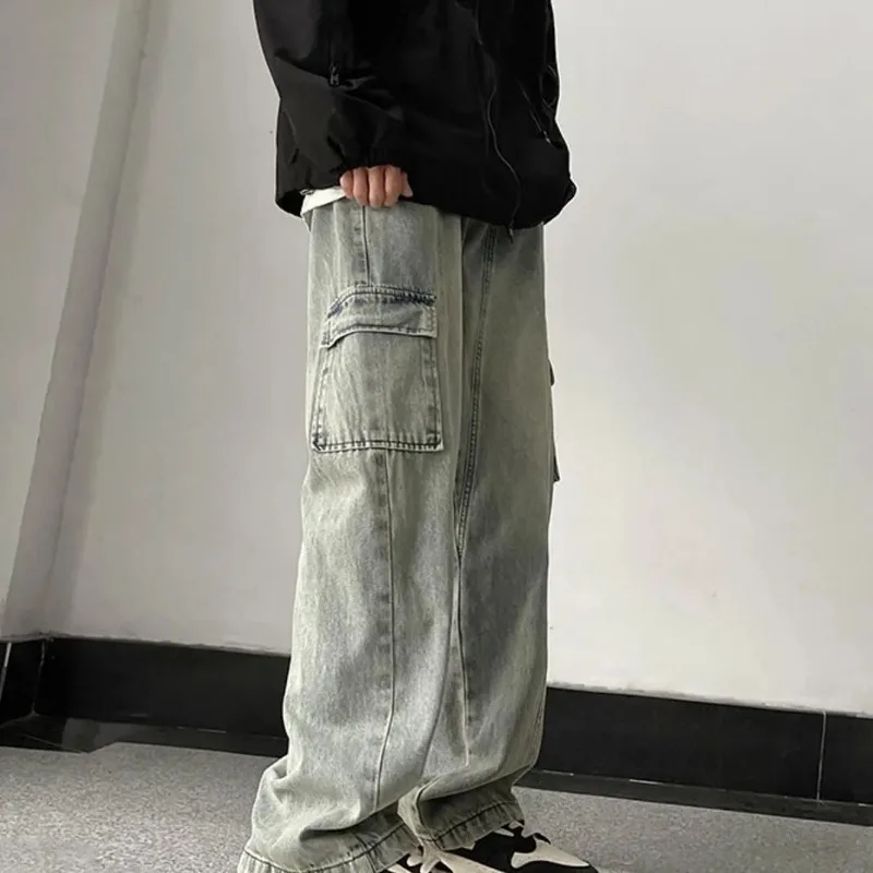 Tooling Jeans Men's Spring and Autumn Oversize Wide-leg Pants American High Street Loose Straight Pants