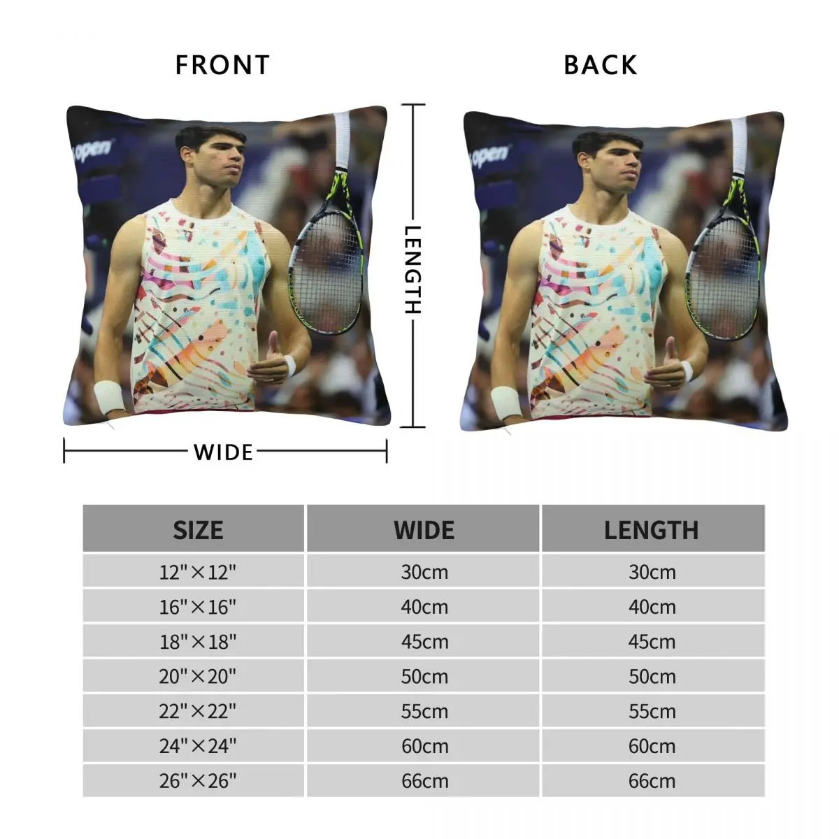 Carlos Alcaraz Tennis Racket Square Pillowcase Polyester Linen Velvet Creative Decorative Throw Pillow Case Home Cushion Cover