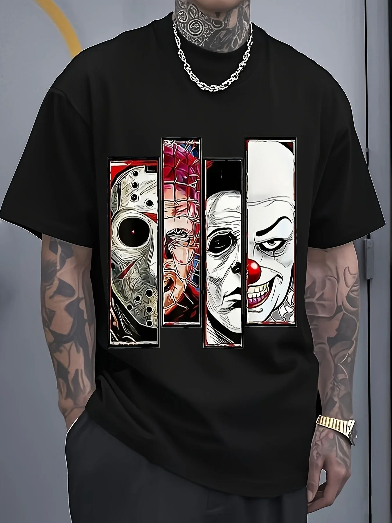 

Men'S Graphic T-Shirt UNKNOWN DARKNESS Skull Bat Wing Print Casual Streetwear Style Perfect For Summer Fashion Tops