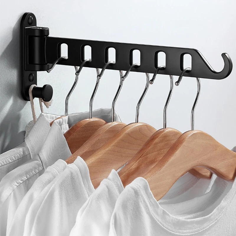 

Aluminum Black Clothes Rack Swivel Folding Clothes Hanger Wall Mounted Hanger Drying Rack For Dryer Balcony Drying