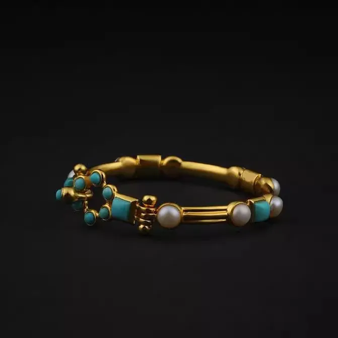 New Chinese Classical Bracelet Green Sequin Stone Pearl Bracelet Elegant and Luxurious Daily Jewelry