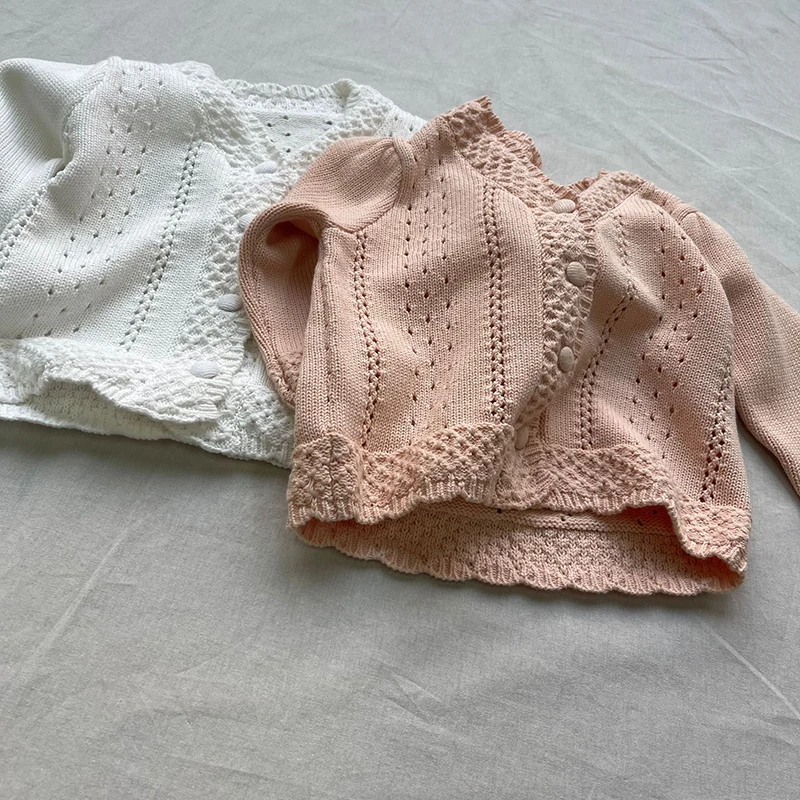 2025 New Autumn Infant Baby Girls Knitting Cardigan Long Sleeved Solid Color Newborn Baby Girls Sweater Coat Children Clothes
