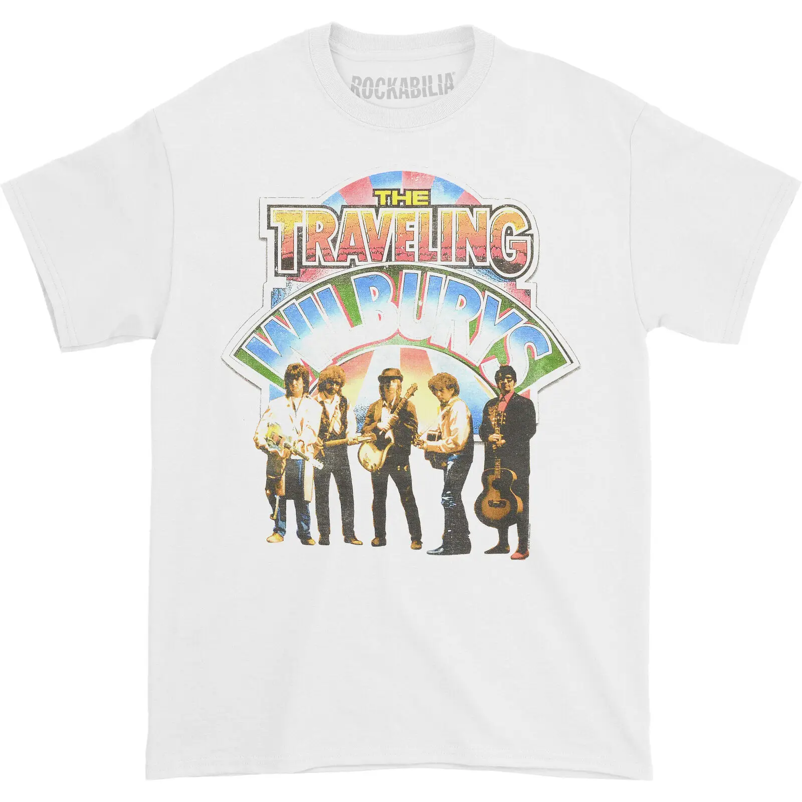 Men's Traveling Wilburys Band Photo Slim Fit T shirt XX Large White