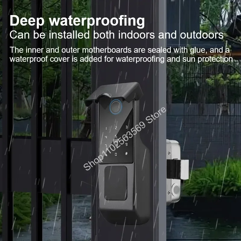 Courtyard Apartment Smart Door Lock TUYA WIFI Fingerprint Lock Card NFC Password APP Key Unlock IP68 Waterproof Electronic Lock