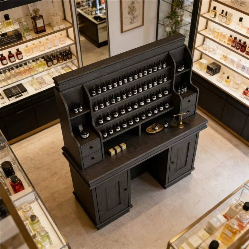 Fragrance Essential Oil Display Cabinet, Aromatherapy Studio Fragrance Taichung Antique Cosmetics Display Beauty Club Shelf