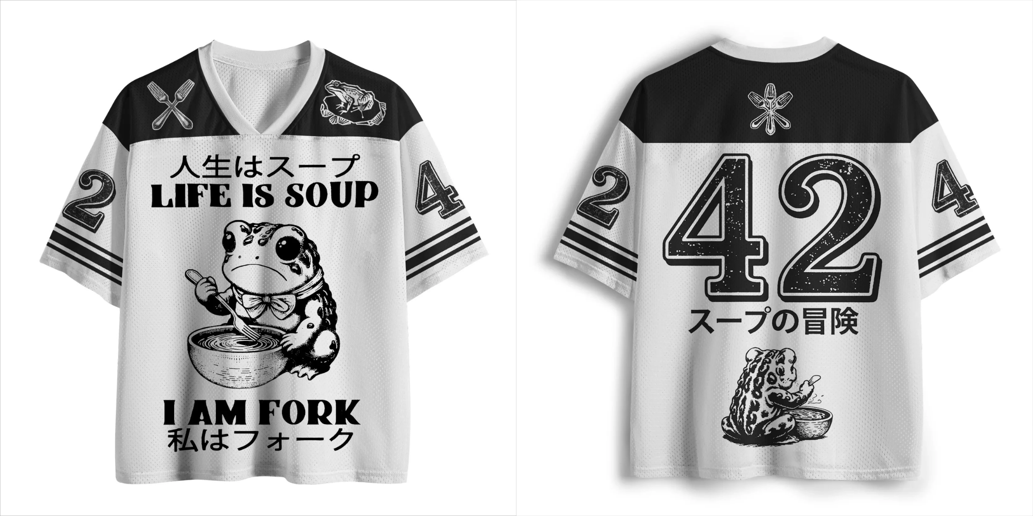 Y2K Life Is Soup I Am Fork Frog Kinder-T-Shirt, 3D-gedruckt, V-Ausschnitt, Unisex, kurzärmelig, Harajuku Street Wear, übergroßes T-Shirt – Detail 5