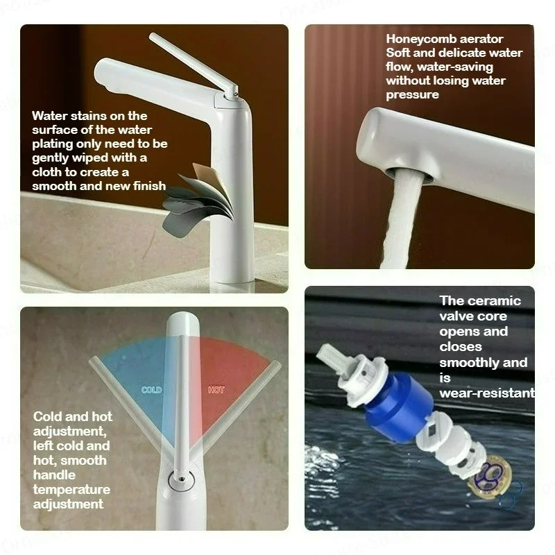 

Milky White Tap Brass Single Lever Crane Sink Mixer Hot And Cold Water Faucet Deck Mounted Kitchen Sink Faucet
