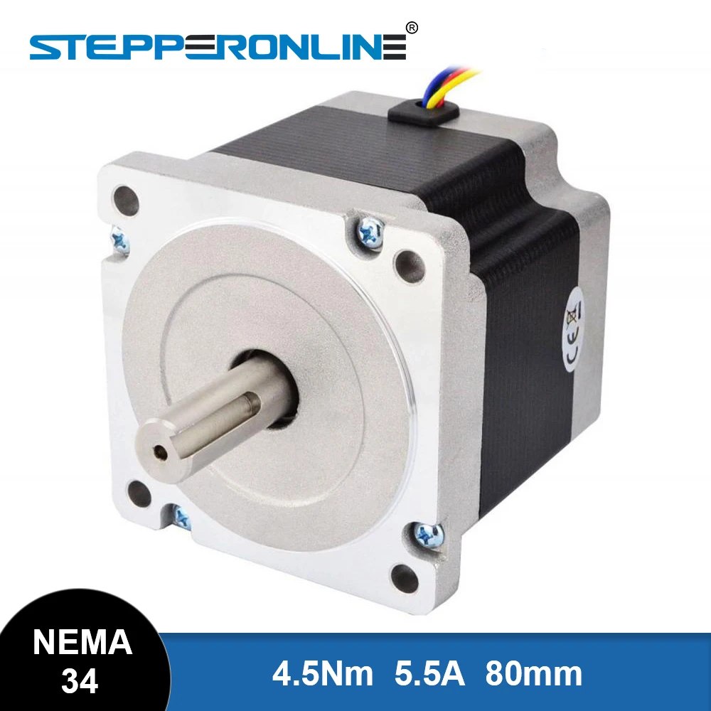 

STEPPERONLINE Nema 34 Stepper Motor 4.5Nm 5.5A 86x80mm Stepping Motor Φ14mm 4-lead for CNC Engraving Milling Machine