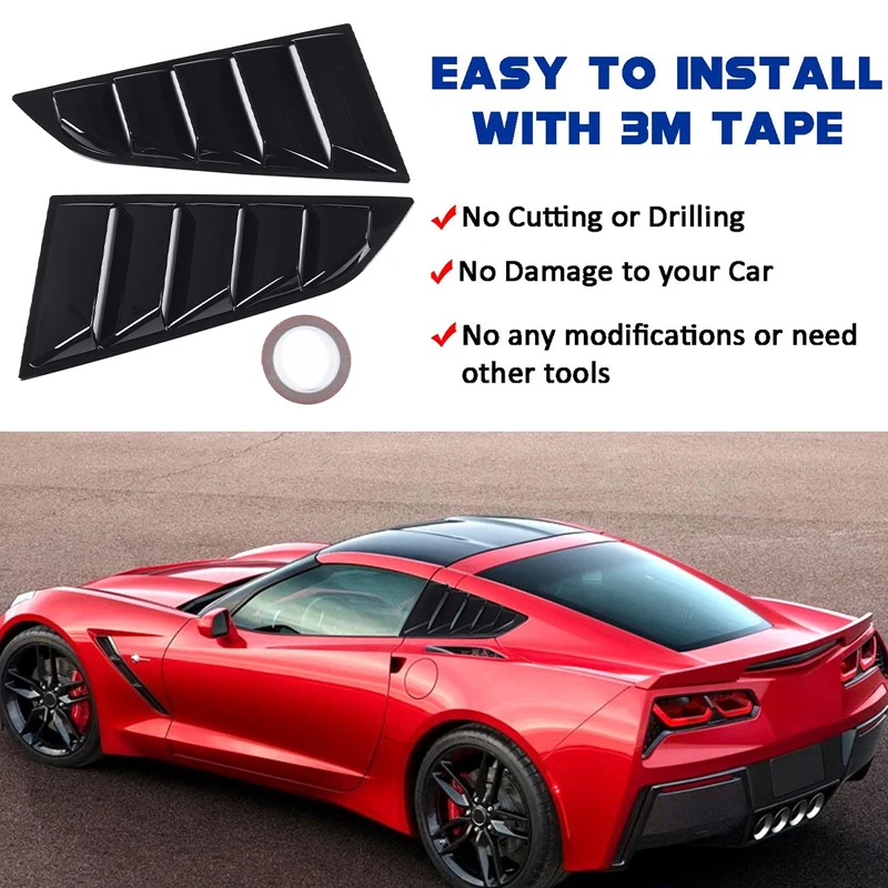 For Chevrolet Corvette C7 2014-2019 ABS Rear Triangular Window Shutter Decorative Cover Exterior Modification Accessories