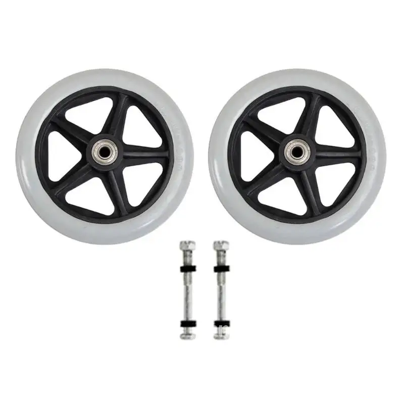 

2Pcs Solid Wheelchair Caster Universal Front Wheel Wheel 6/7/8in Wear-resistant Wheelchairs Tire Replacement Accessories