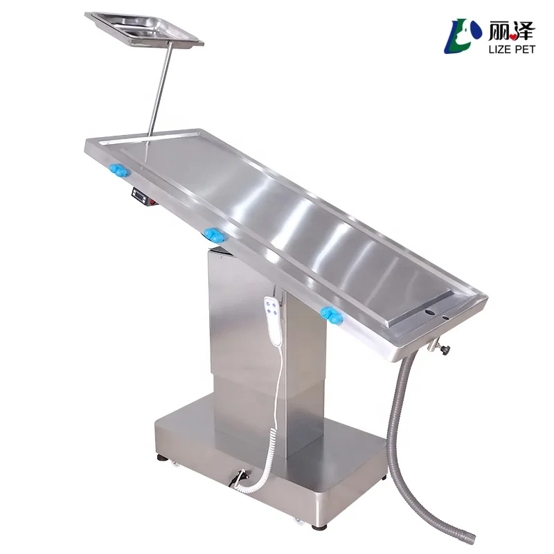 All Stainless Steel Lifting Veterinary Operating with Recessed Drainage Design