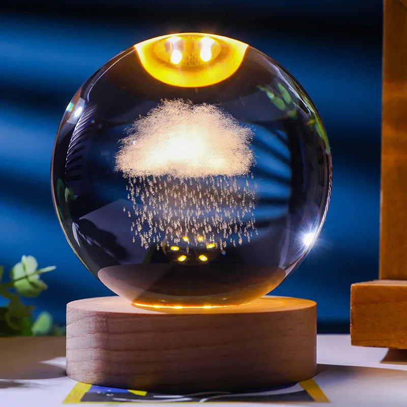 USB LED Night Light Galaxy Crystal Ball Table Lamp 3D Planet Moon Lamp Bedroom Home Decor for Kids Party Children Birthday Gifts