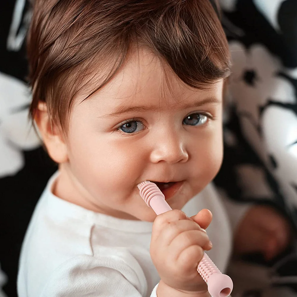

6Pcs Soft Silicone Teether Straws Relieve Gums Discomfort Help Early Development Teething Tube