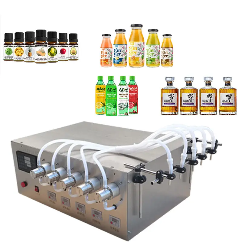 5-head Magnetic Pump Liquid Filling Production Line Wine Vodka Toner Fragrance Aromatic Essential Oil Juice Filling Machine