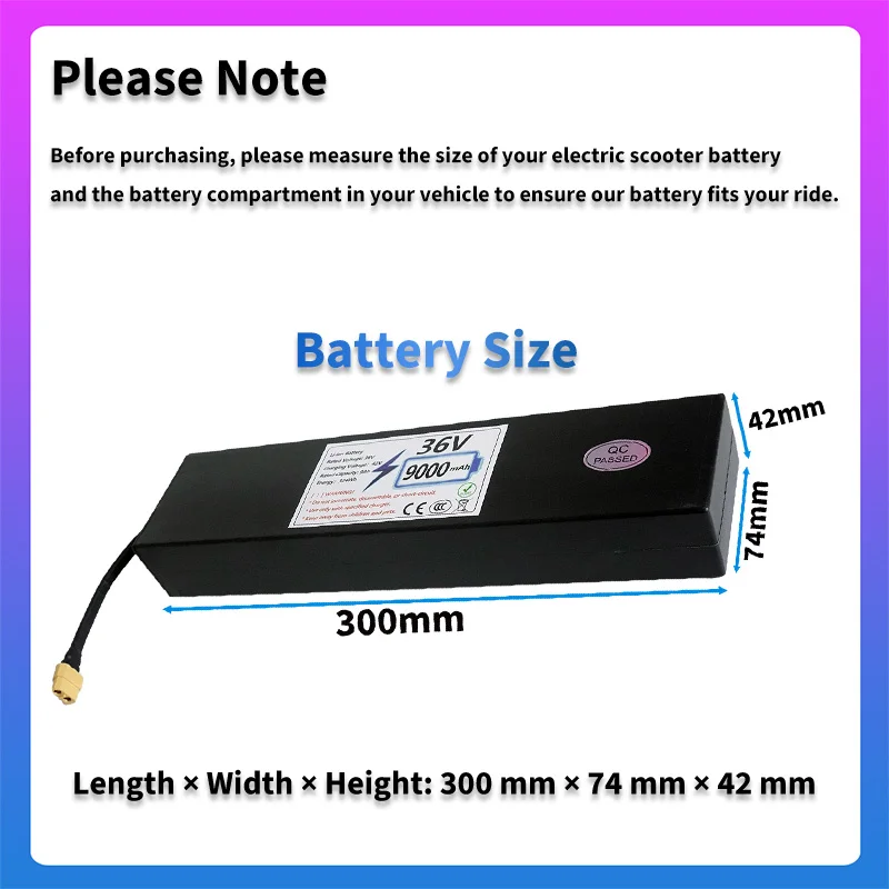 🛴Upgraded Version 36V Electric Scooter Battery 7.8Ah Replacement Lithium-ion 9Ah High-Capacity 10S3P Battery Pack Built-in BMS