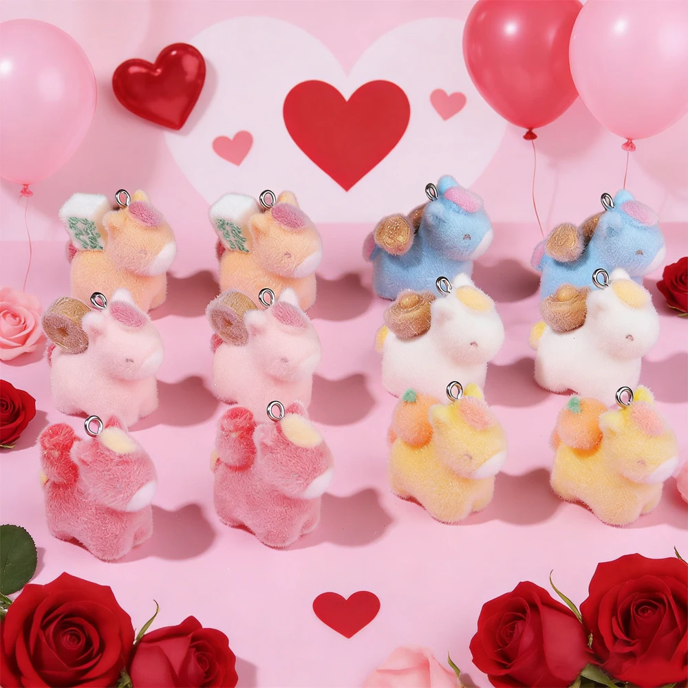 

Миниатюрные бусины-подвески в виде пони с мягким флокированием, милые мультяшные подвески-лошадки, аксессуары для пар, для украшения ко Дню святого Валентина и DIY