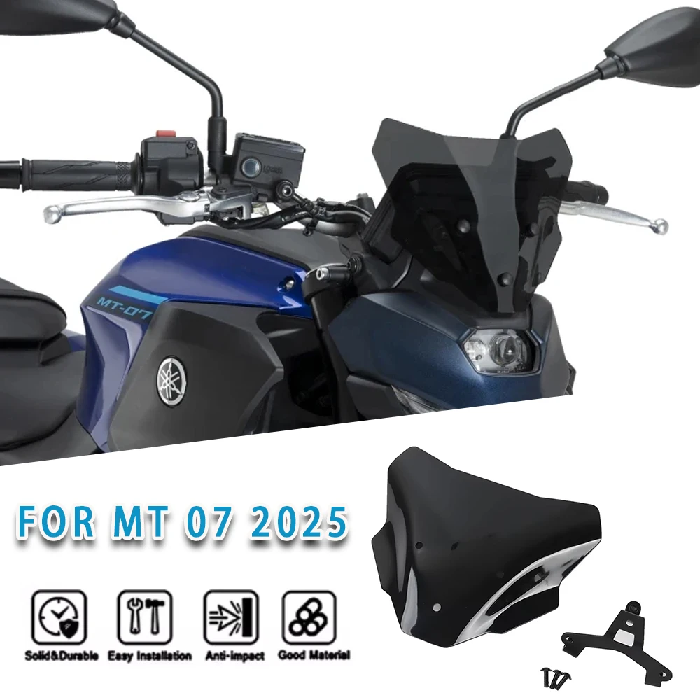 

Подходит для MT 07 MT-07 GEN4 2025 2026, аксессуары для мотоциклов, обтекатель лобового стекла, дефлекторы ветра, козырек